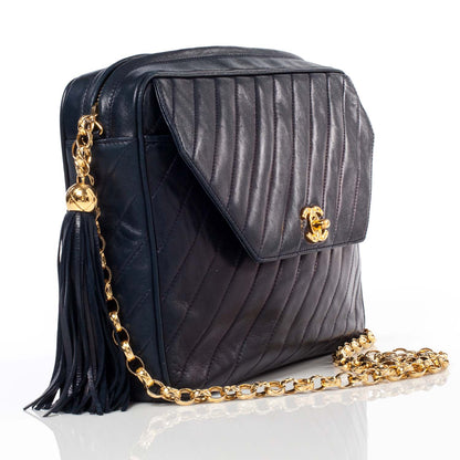 Chanel Lambskin Tassel Camera Case Navy 3 of 11