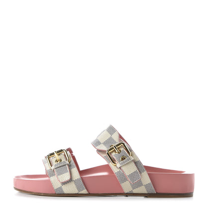 Louis Vuitton Damier Azur Bom Dia Flat Mules 38 Rose Clair 1 of 8