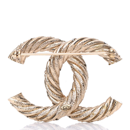 Chanel Crystal Twisted CC Brooch Light Gold 2 of 4