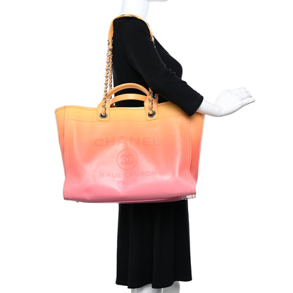 Chanel Shaded Calfskin Medium Deauville Tote Orange Coral Pink 2 of 17