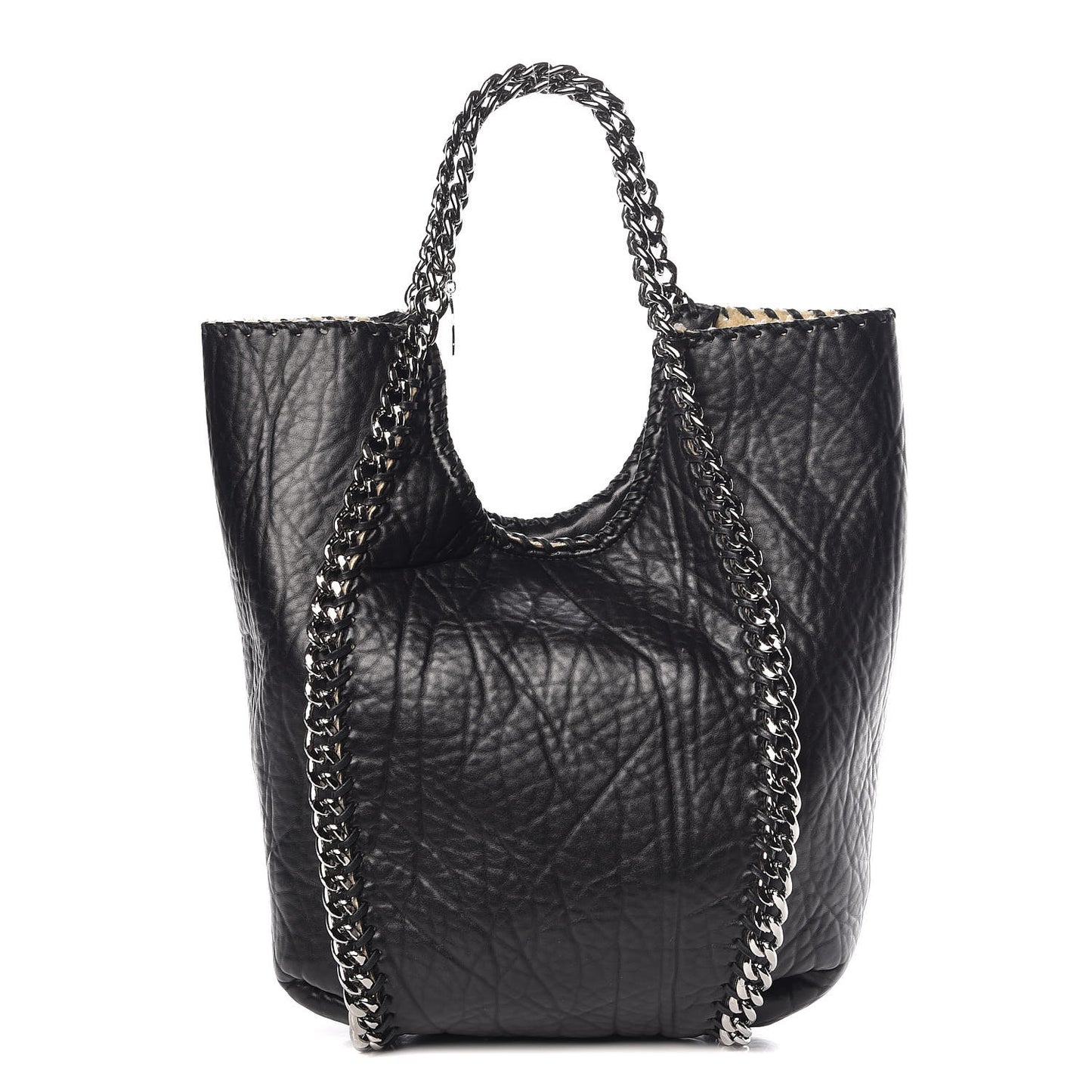 Shaggy Deer Shearling Chain Falabella Tote Black