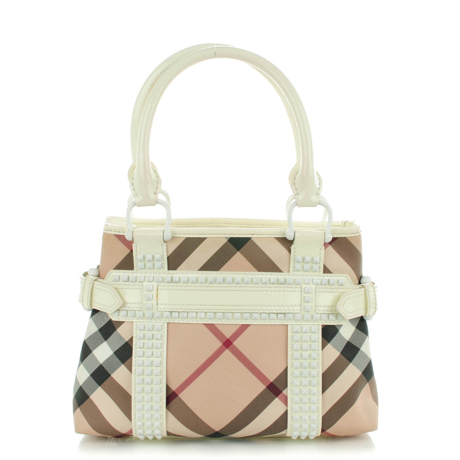 Burberry Studded Supernova Check Rachel Tote White 1 of 8