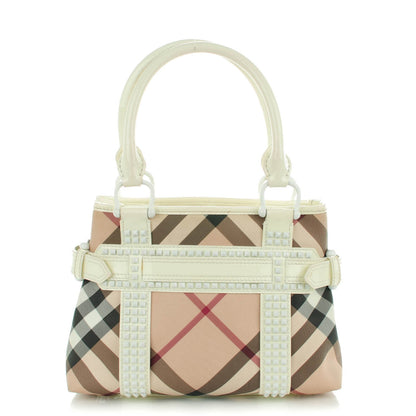 Burberry Studded Supernova Check Rachel Tote White 1 of 8