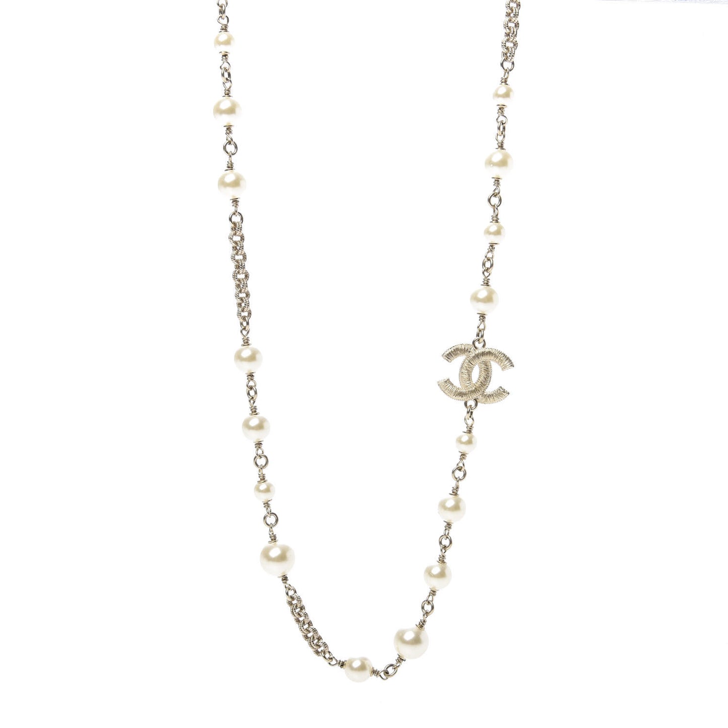 Pearl CC Long Necklace Gold