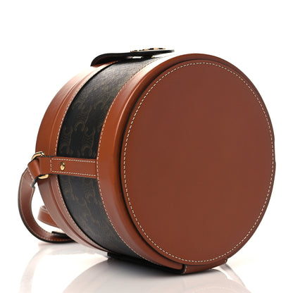 Celine Calfskin Triomphe Canvas Medium Tambour Bag Tan 4 of 7