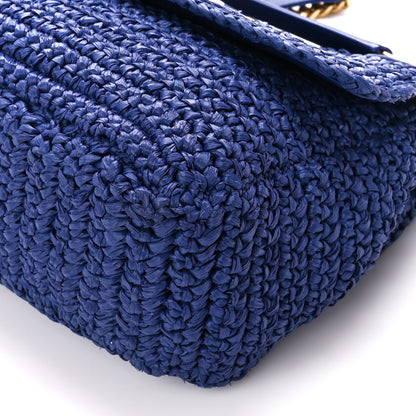 Saint Laurent Raffia Calfskin Monogram Medium Niki Chain Satchel Blue 11 of 12