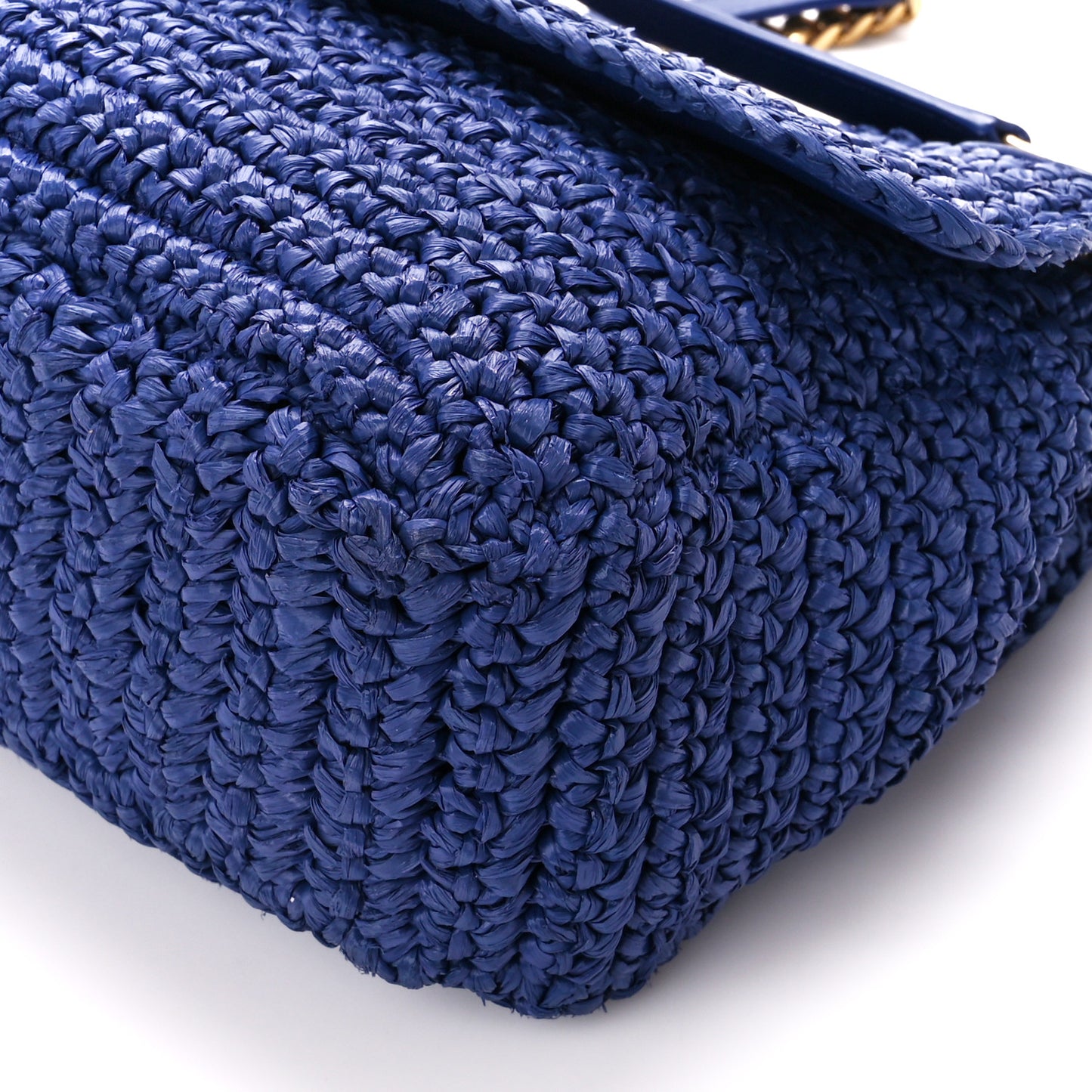 Raffia Calfskin Monogram Medium Niki Chain Satchel Blue