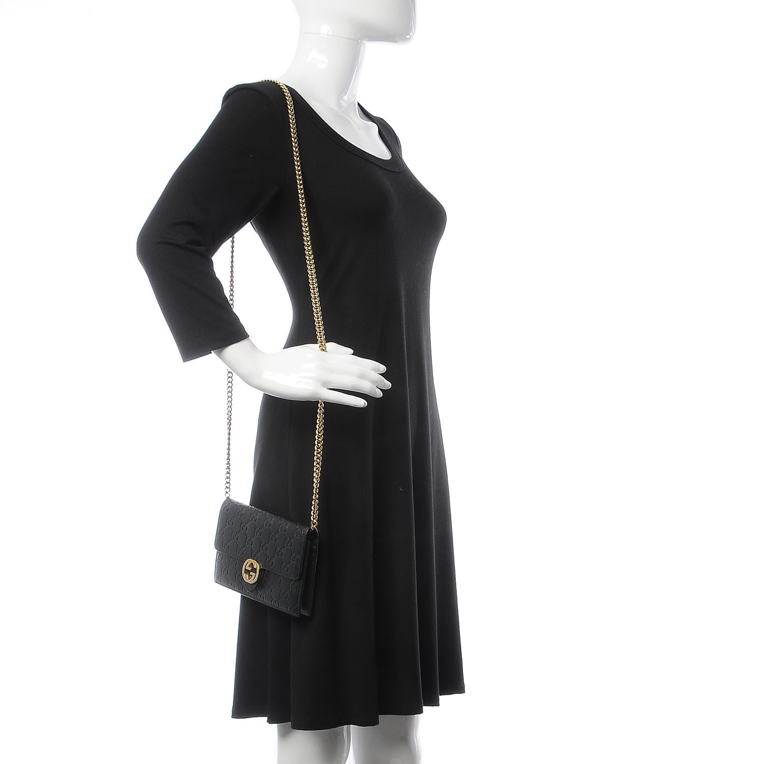 Gucci Guccissima Icon Chain Wallet Black 2 of 9