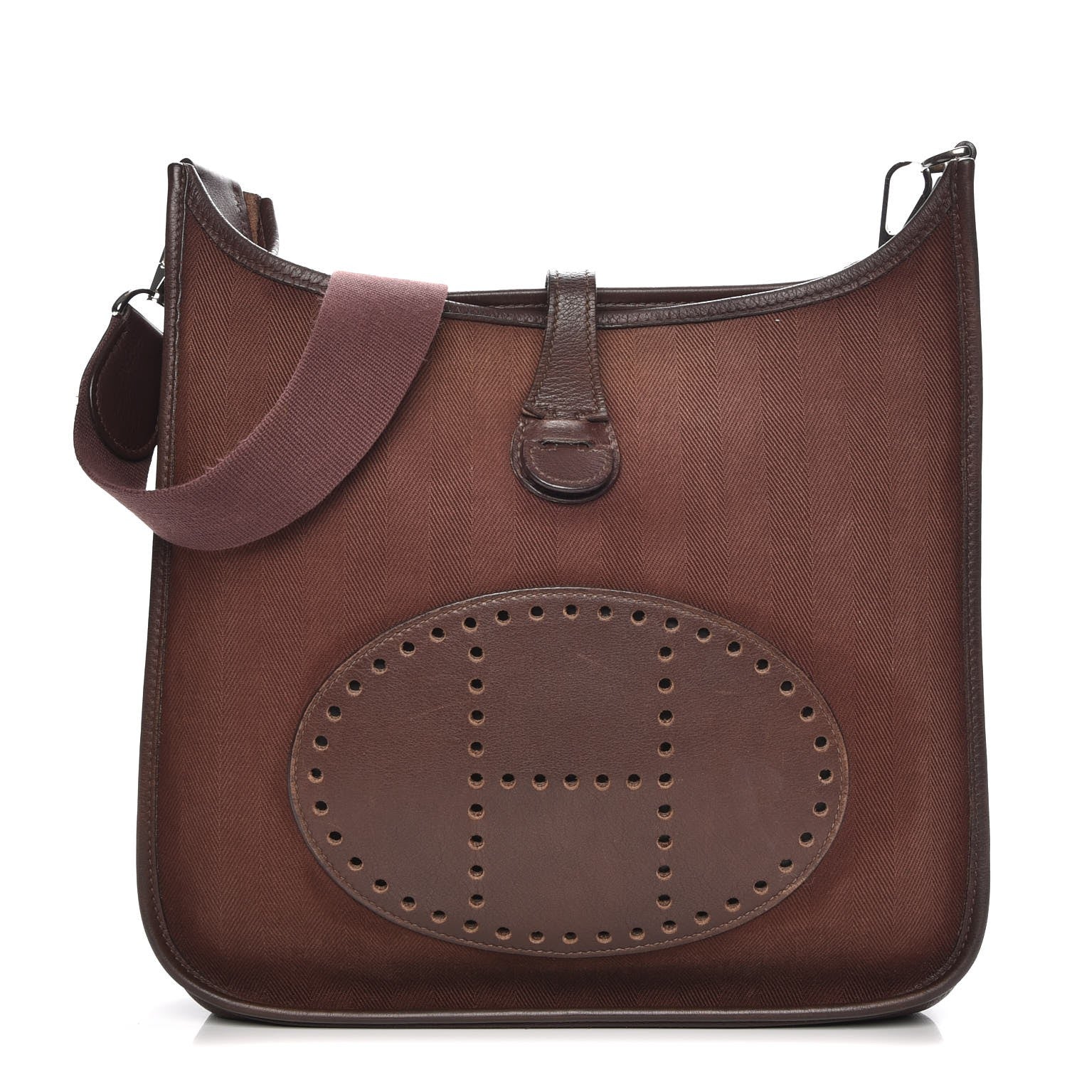 Hermes Toile Chevron Evergrain Evelyne PM Havane 1 of 8