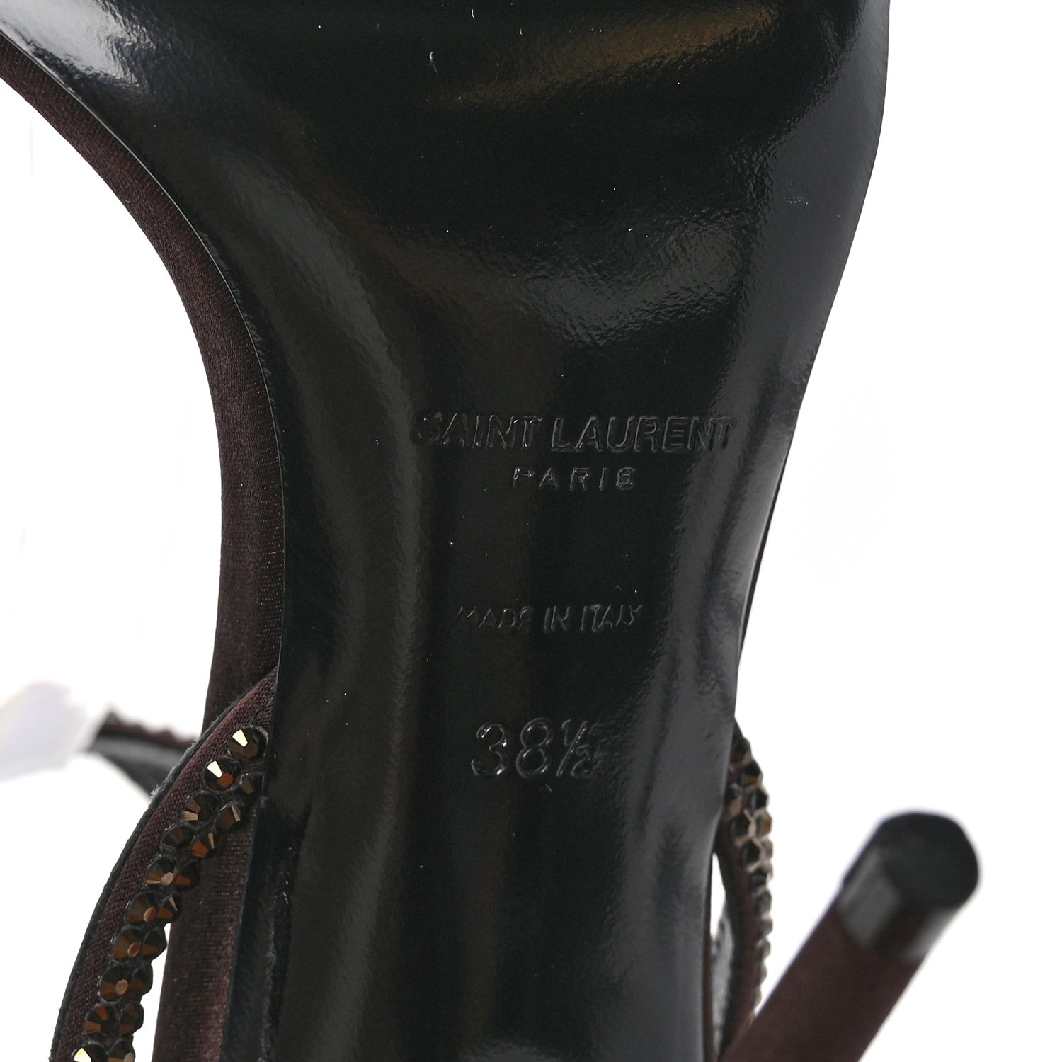 Saint Laurent Satin Crystal Ava 105 Sandals 38.5 Amaranth 7 of 8