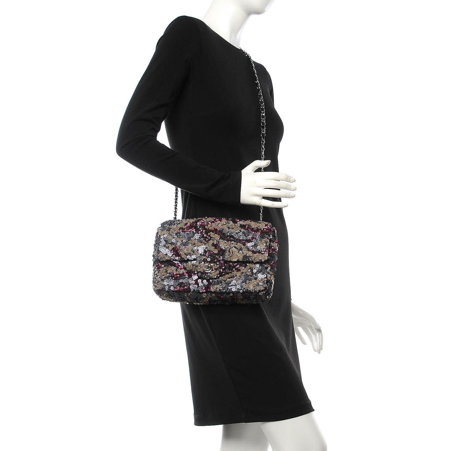 Sequin Medium Single Flap Anthracite Taupe Bordeaux