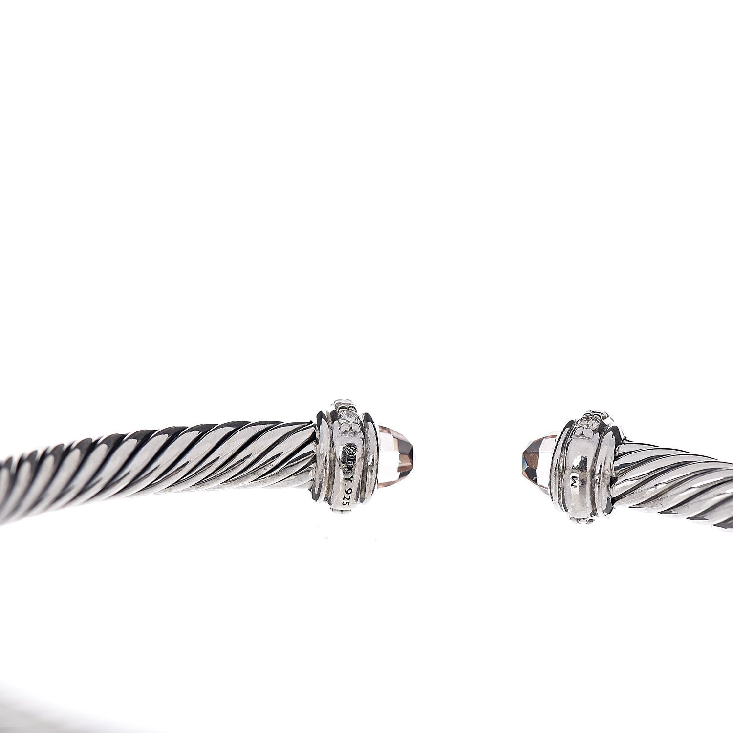 David Yurman Sterling Silver Morganite Diamond 4mm Cable Classics Bracelet 4 of 4