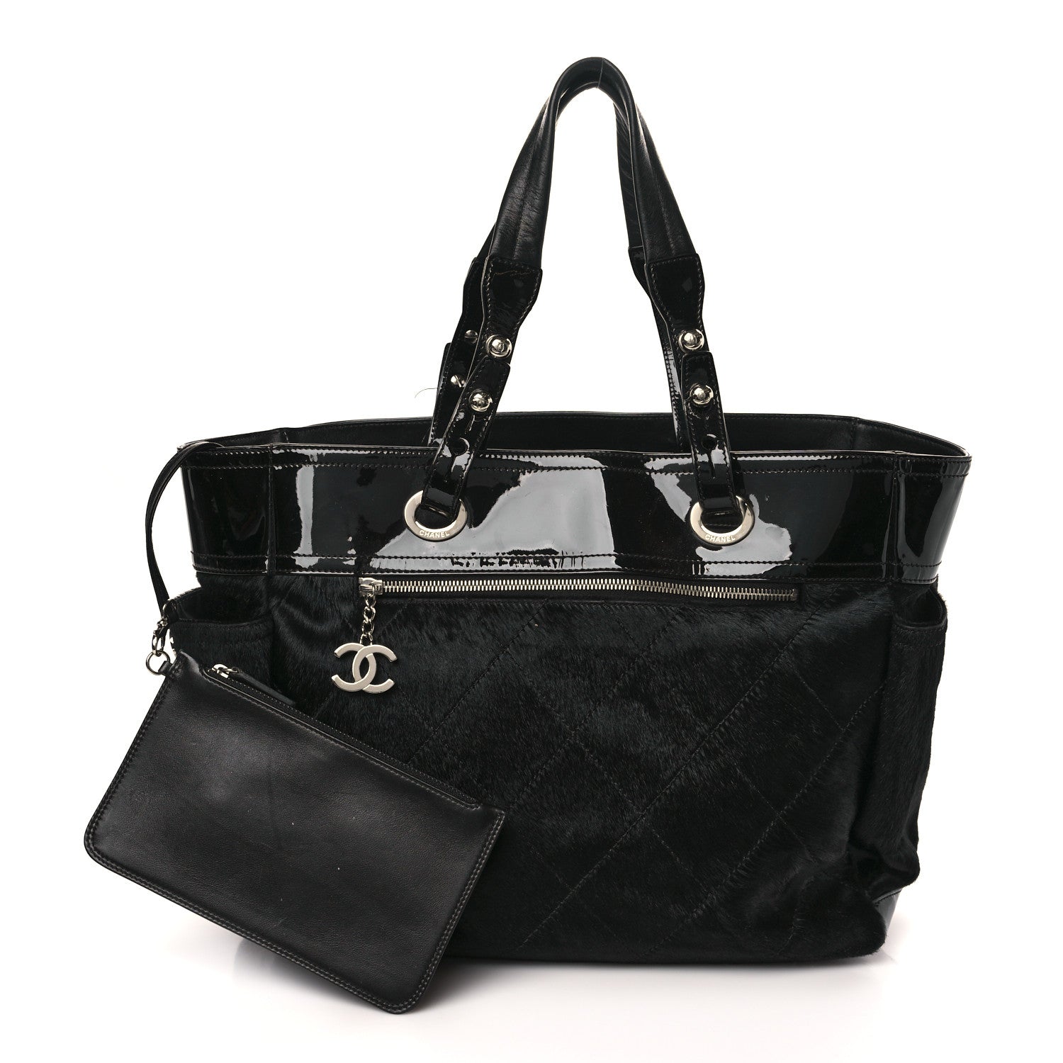 Chanel Patent Pony Hair Quilted Paris Biarritz Tote Black 1 of 10