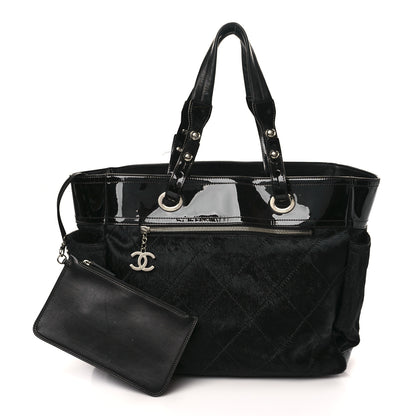 Chanel Patent Pony Hair Quilted Paris Biarritz Tote Black 1 of 10