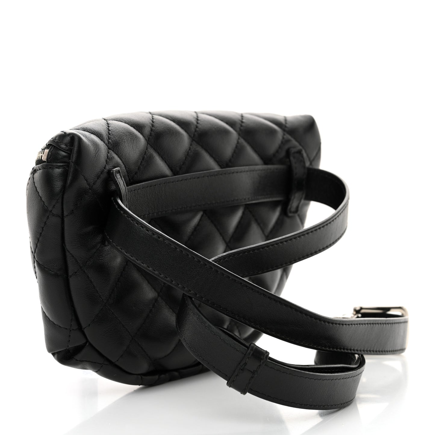 Calfskin Quilted Waist Belt Bag Black