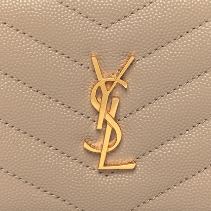 Saint Laurent Grain De Poudre Matelasse Chevron Monogram Zipped Card Case Nude Powder 8 of 9