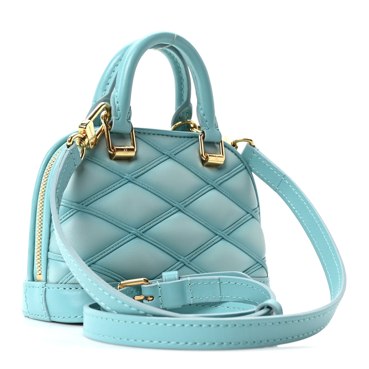 Louis Vuitton Lambskin Malletage Alma Nano Lagoon Blue 3 of 9
