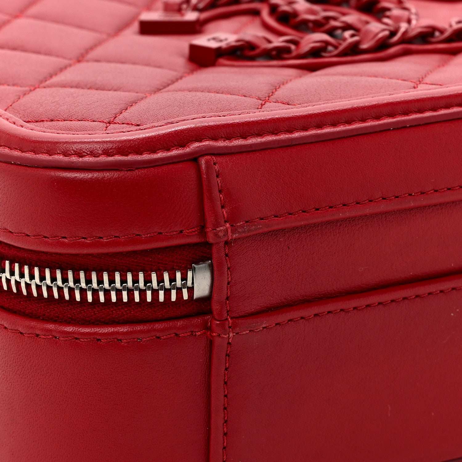 Chanel Lambskin Quilted Medium CC Filigree Vanity Case Dark Red 18 of 25