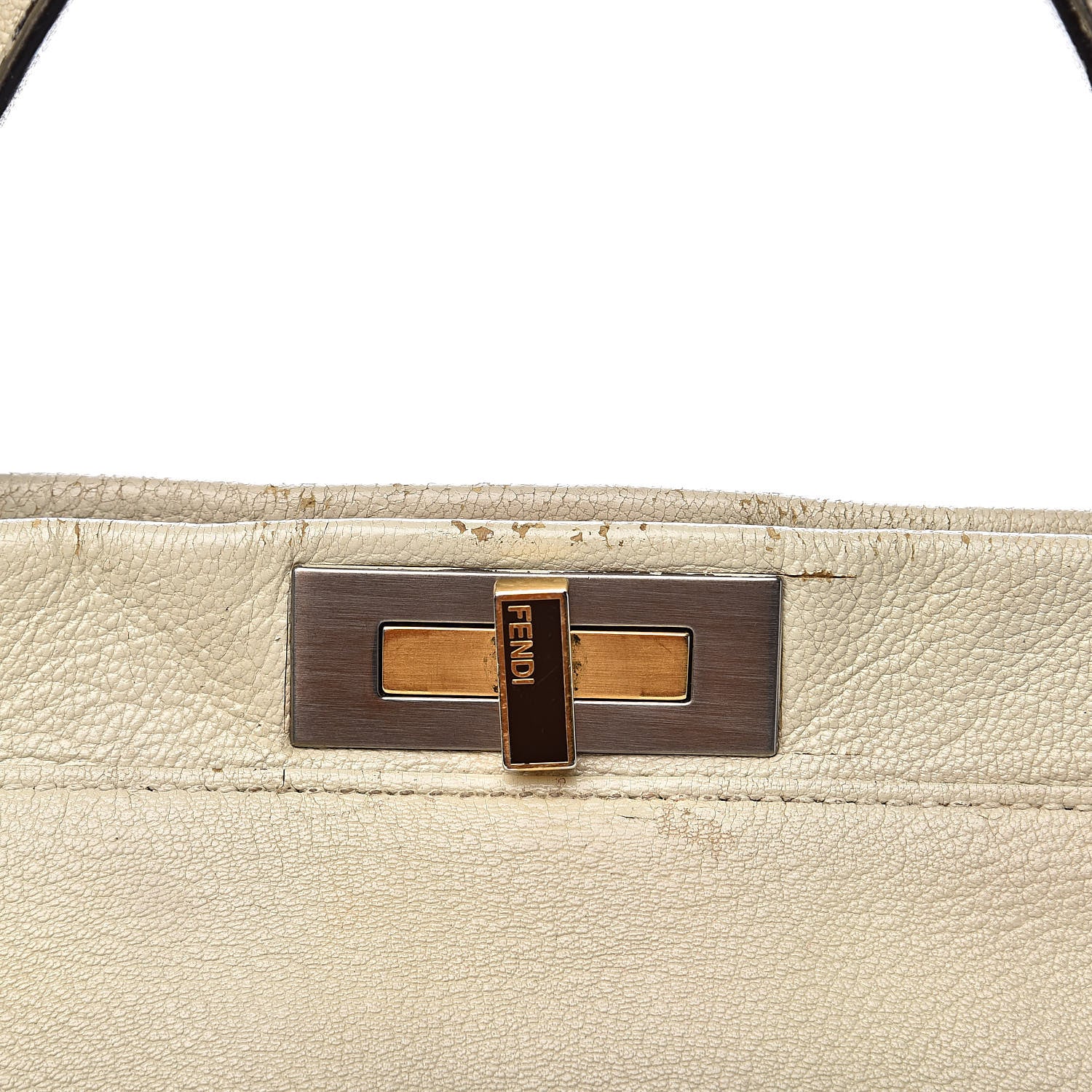 Fendi Goatskin Stingray Large Peekaboo Iconic Satchel White Pink 26 of 35