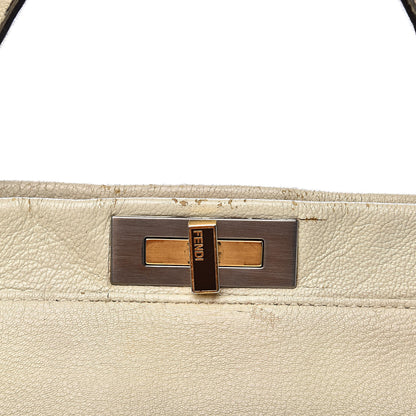 Fendi Goatskin Stingray Large Peekaboo Iconic Satchel White Pink 26 of 35