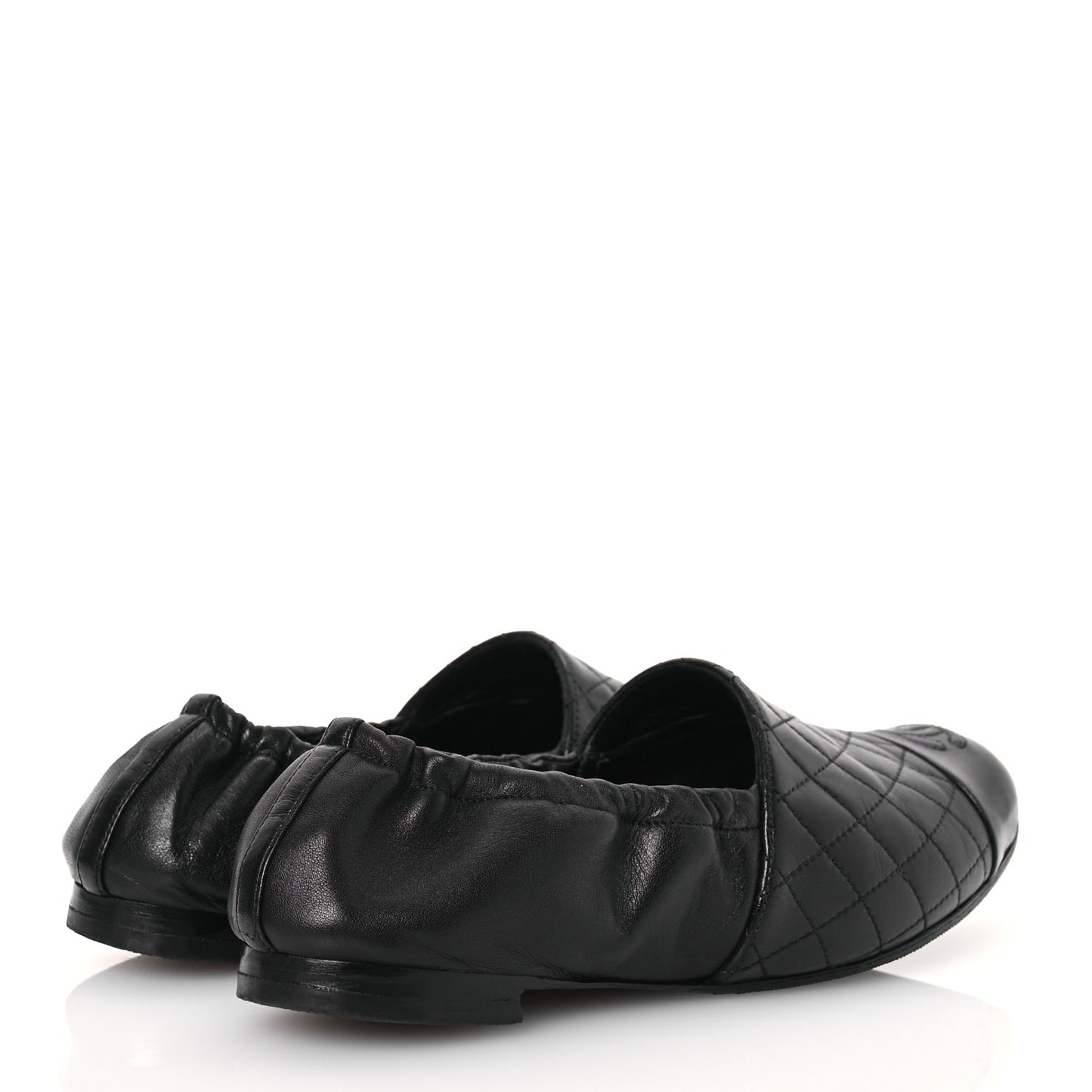 Lambskin Quilted Elastic CC Loafers 37.5 Black