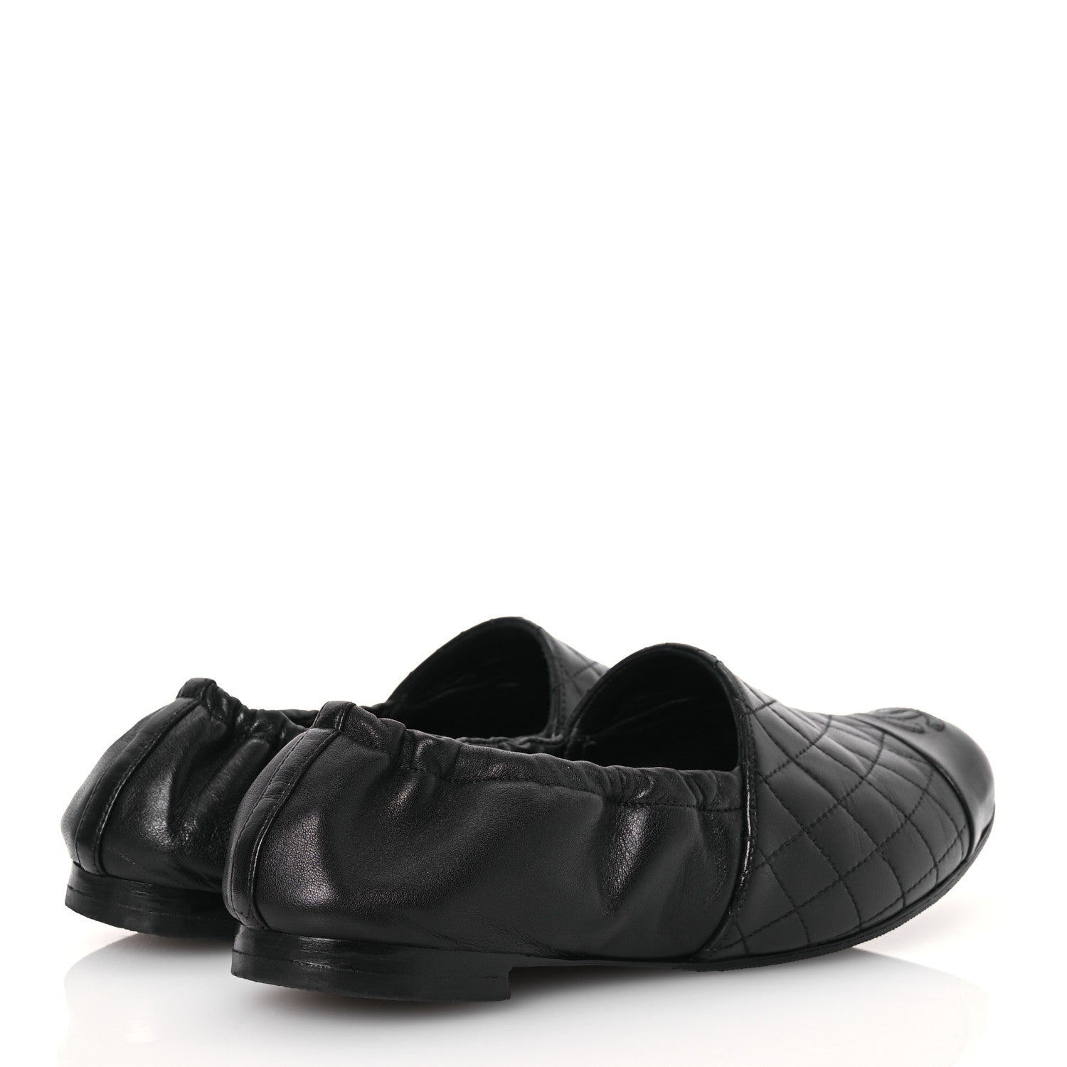 Chanel Lambskin Quilted Elastic CC Loafers 37.5 Black 4 of 13
