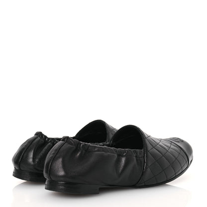 Chanel Lambskin Quilted Elastic CC Loafers 37.5 Black 4 of 13