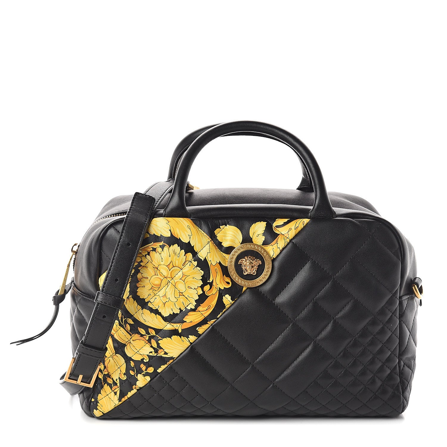 Versace Nappa Quilted Barocco Print Icon Bowler Black 1 of 8