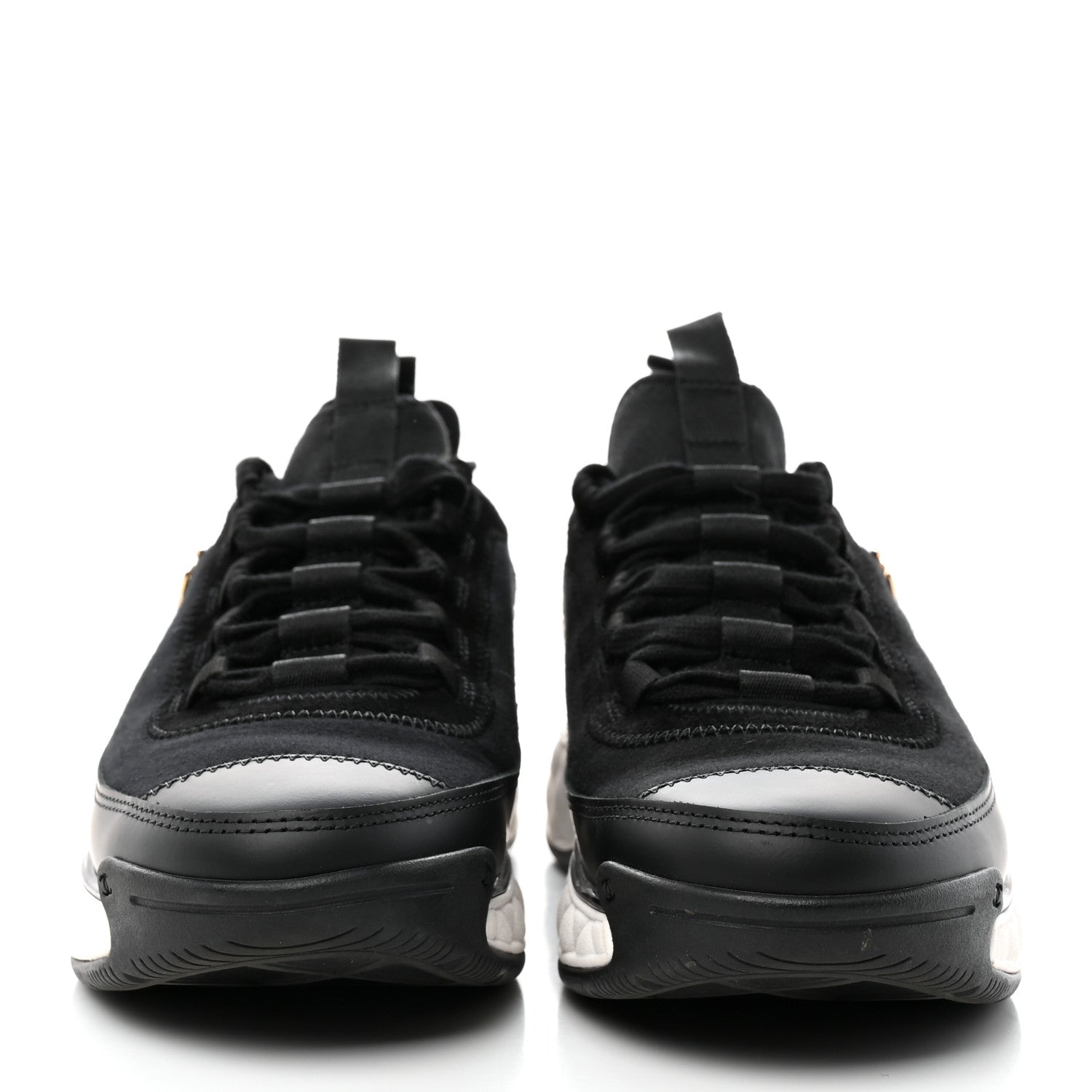 Chanel Velvet Calfskin Mixed Fibers CC Sneakers 36.5 Black 2 of 14