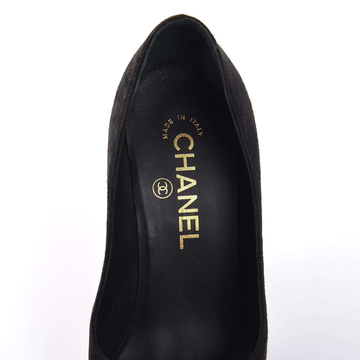Chanel Suede Grosgrain Pearl CC Cap Toe Pump 36.5 Black 7 of 9