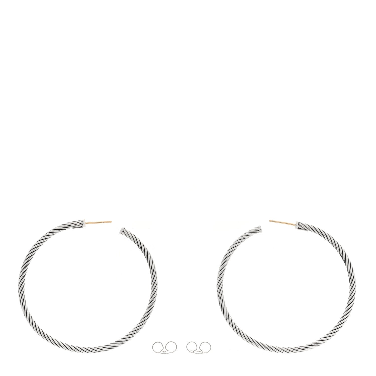 David Yurman Sterling Silver Large Cable Classics Hoop Earrings 3 of 4