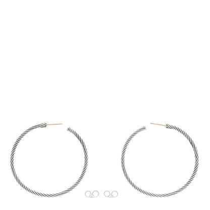 David Yurman Sterling Silver Large Cable Classics Hoop Earrings 3 of 4