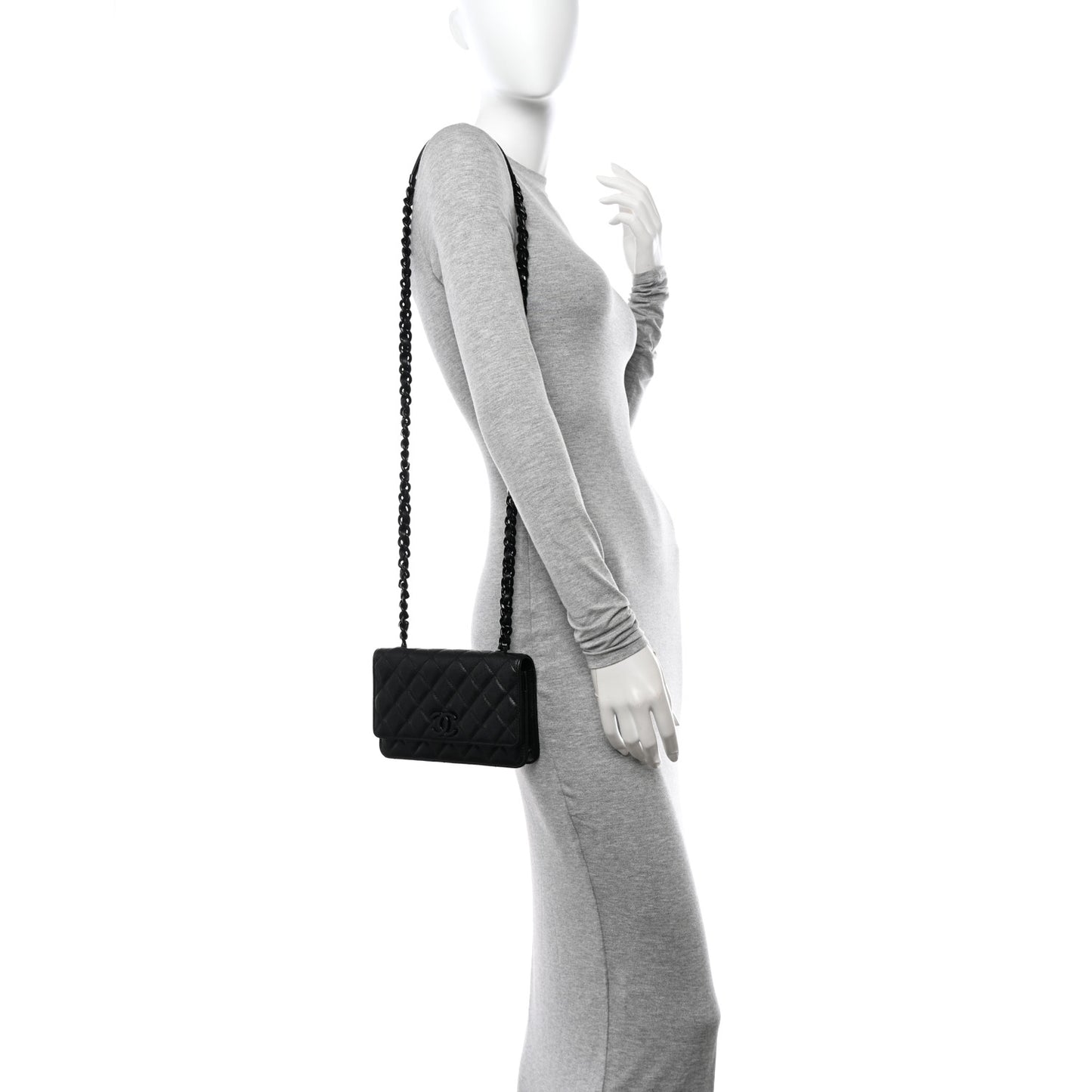 Caviar Quilted My Everything Wallet On Chain WOC Black