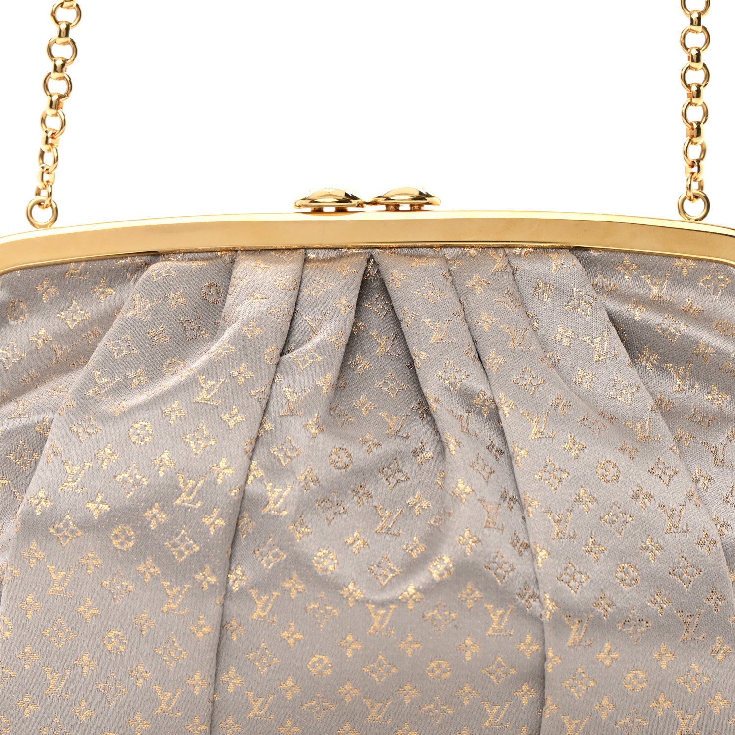Louis Vuitton Satin Monogram Aumoniere Clutch Silver 7 of 12