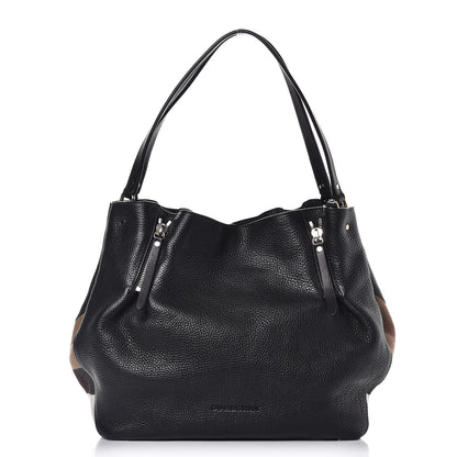 Burberry Grainy Calfskin House Check Medium Maidstone Black 1 of 8