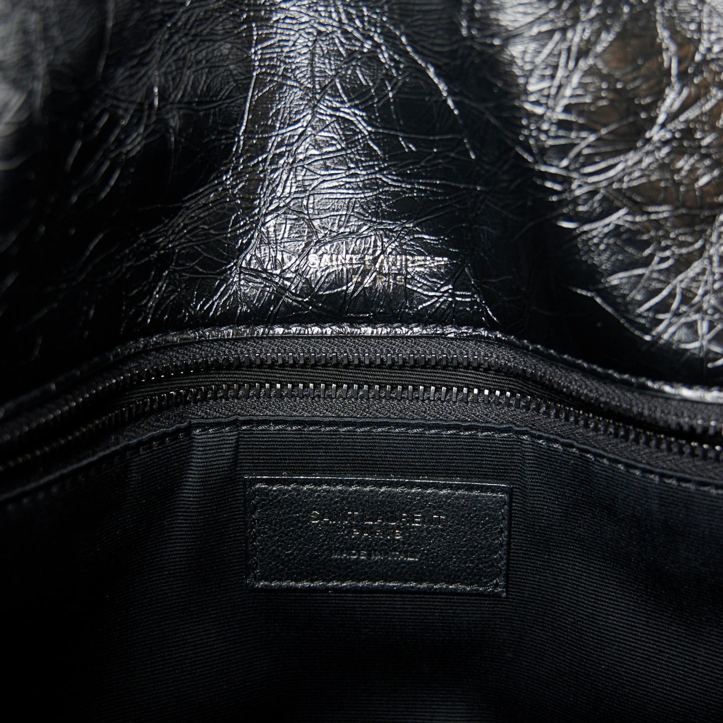 Crinkled Calfskin Matelasse Monogram Medium Niki Chain Satchel Black