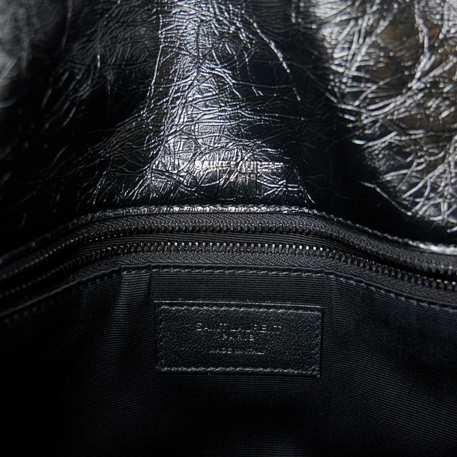 Saint Laurent Crinkled Calfskin Matelasse Monogram Medium Niki Chain Satchel Black 6 of 10