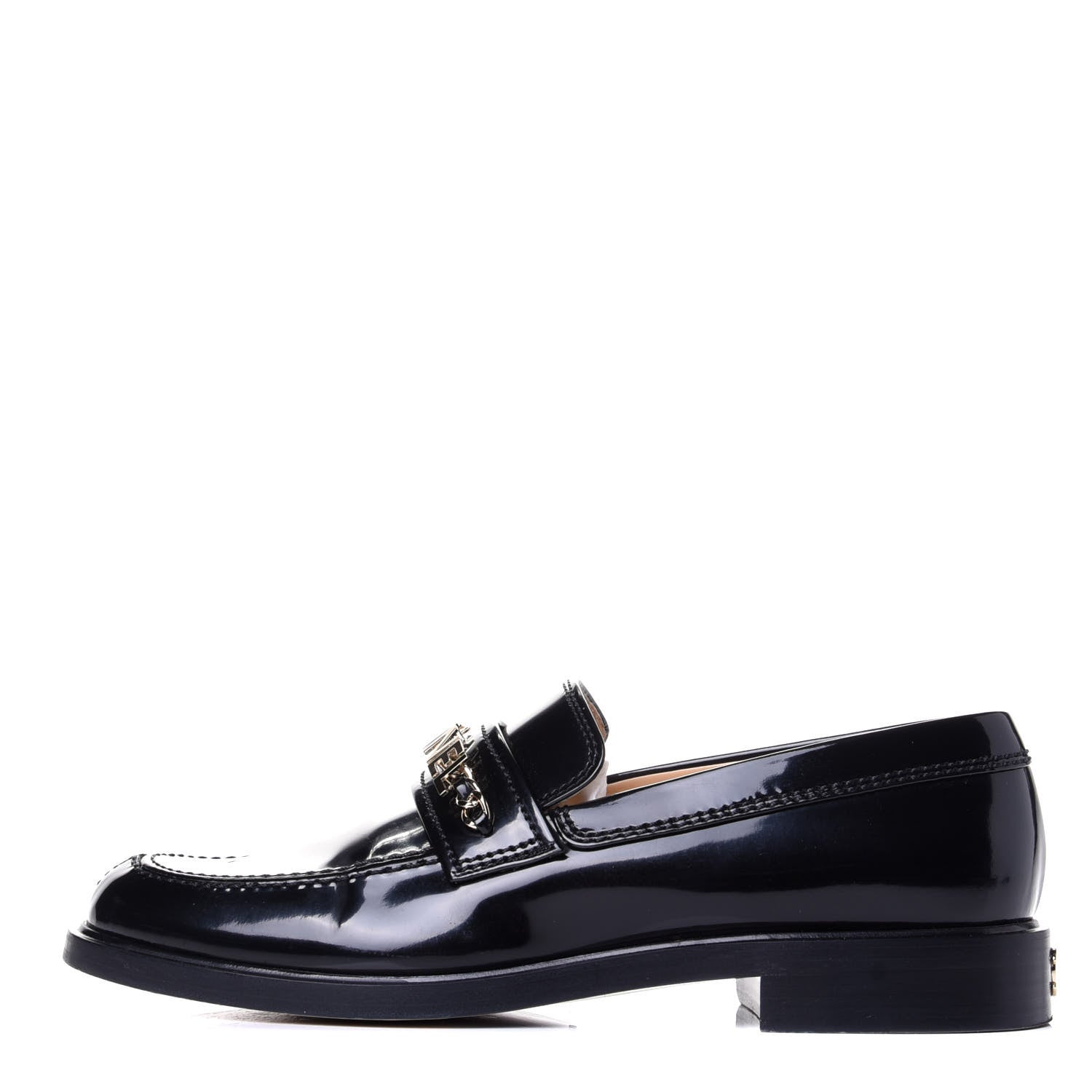 Chanel Shiny Calfskin Logo Loafers 41 Black 1 of 11