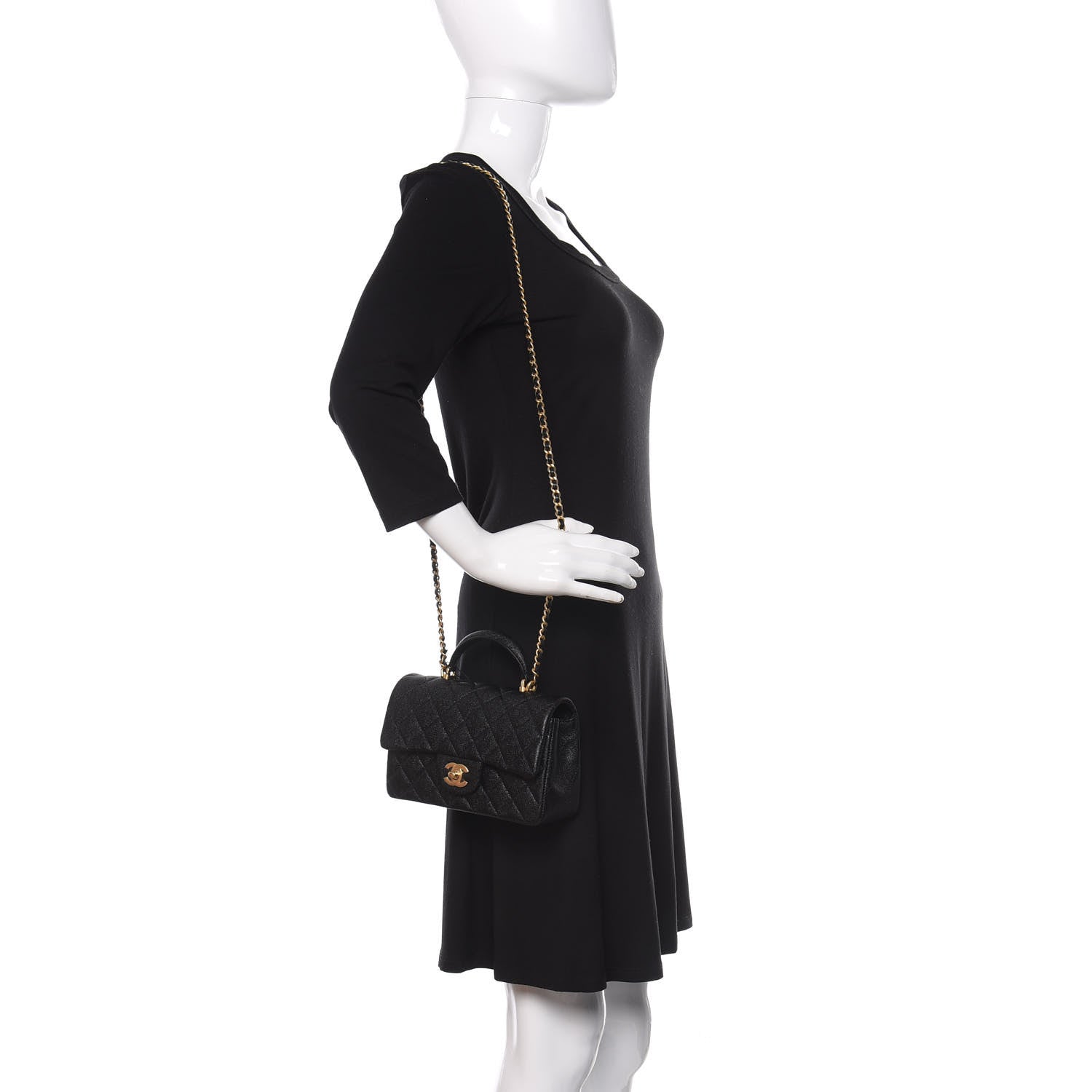 Chanel Caviar Quilted Mini Top Handle Rectangular Flap Black 2 of 11