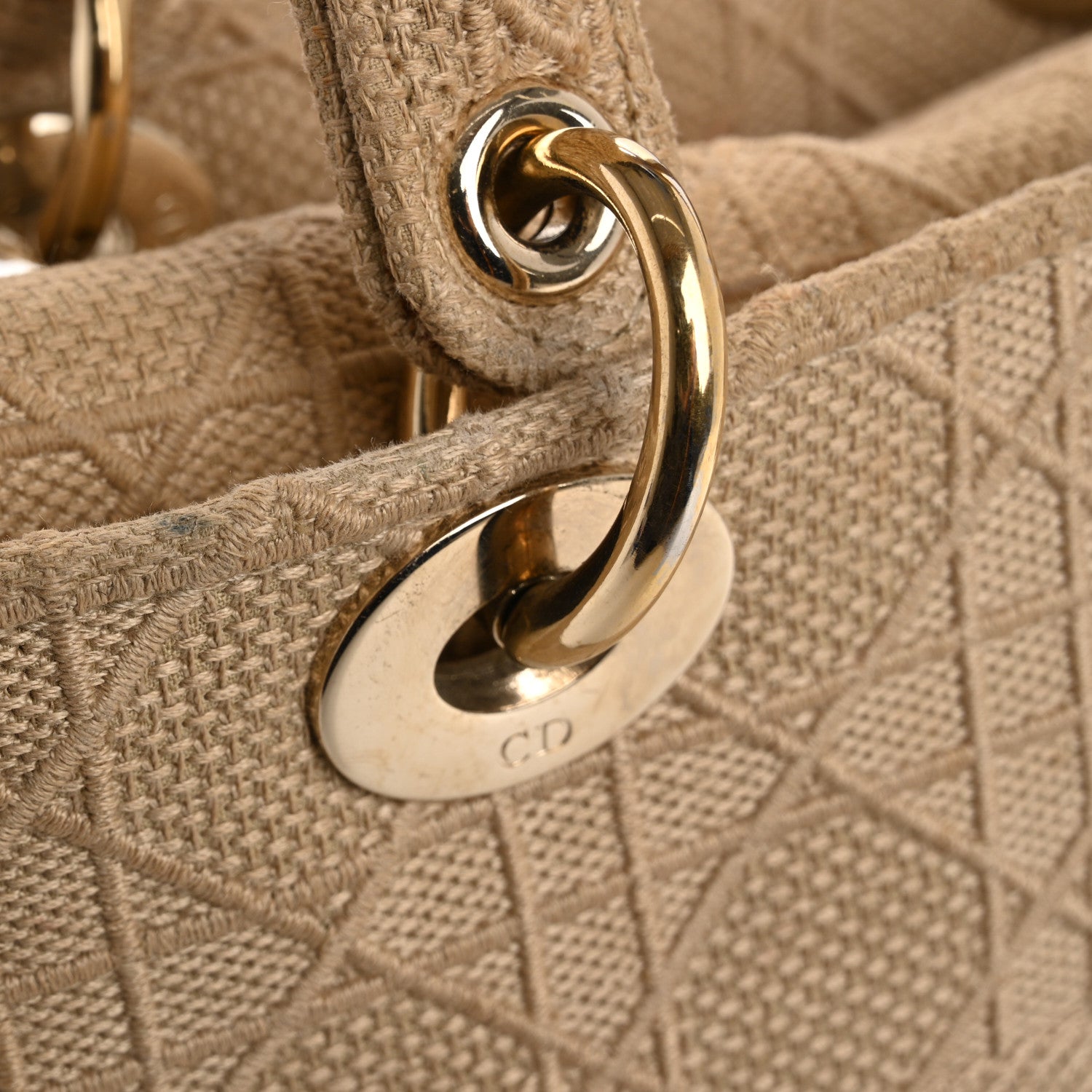 Christian Dior Canvas Embroidered Medium Lady D-Lite Beige 13 of 22