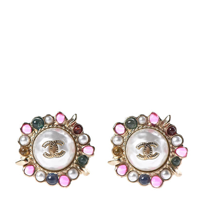 Chanel Pearl Resin CC Earrings Multicolor Gold 1 of 5