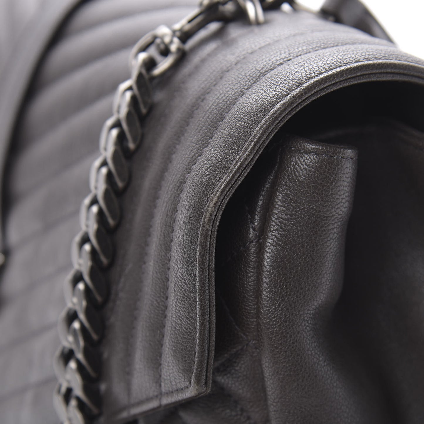 Sheepskin Tri-quilt Monogram Large College Satchel Asphalt