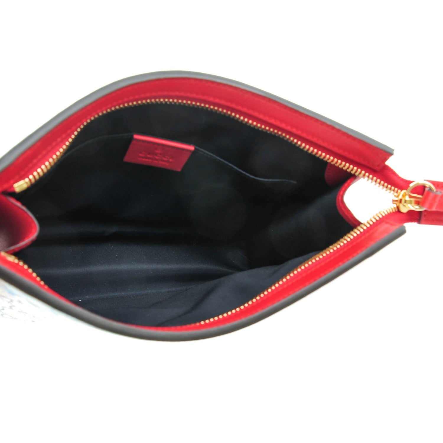 Gucci GG Supreme Monogram Blooms Small Cosmetic Case Beige Blue Navy Hibiscus Red 5 of 7