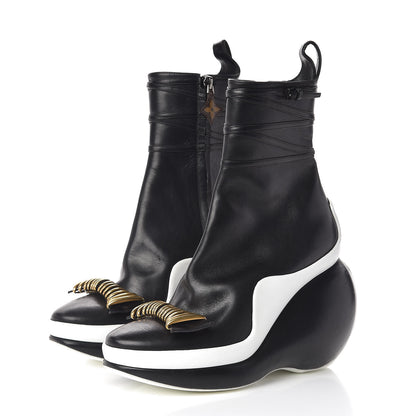 Louis Vuitton Calfskin Wedge Boot 38 Black 3 of 10