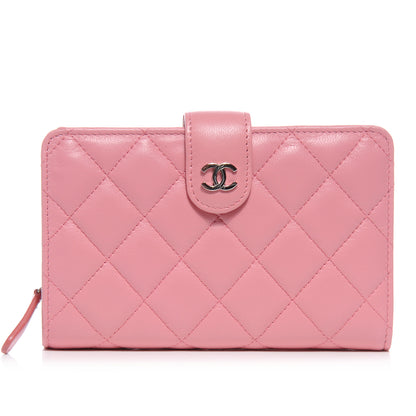 Chanel Lambskin Quilted Compact Zip Wallet Pink 1 of 9