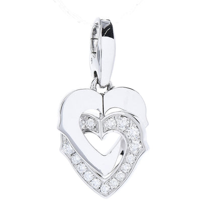 Cartier 18K White Gold Diamond Double Heart Charm 1 of 4