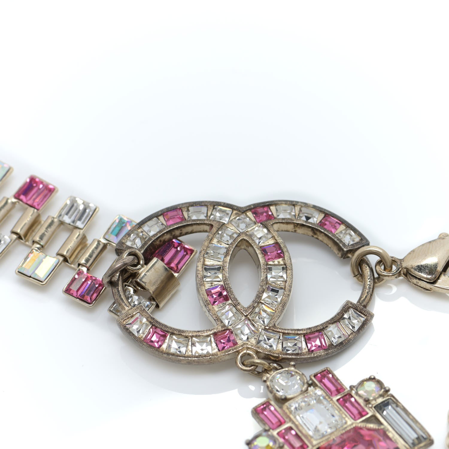 Chanel Crystal Baguette CC Belt 85 Gold Pink 7 of 9