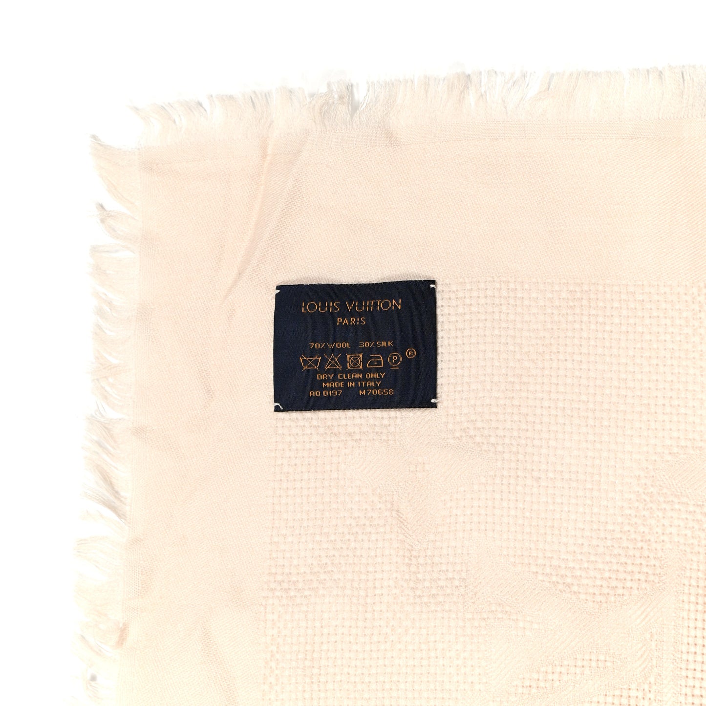 Wool Silk Monogram Shawl Beige