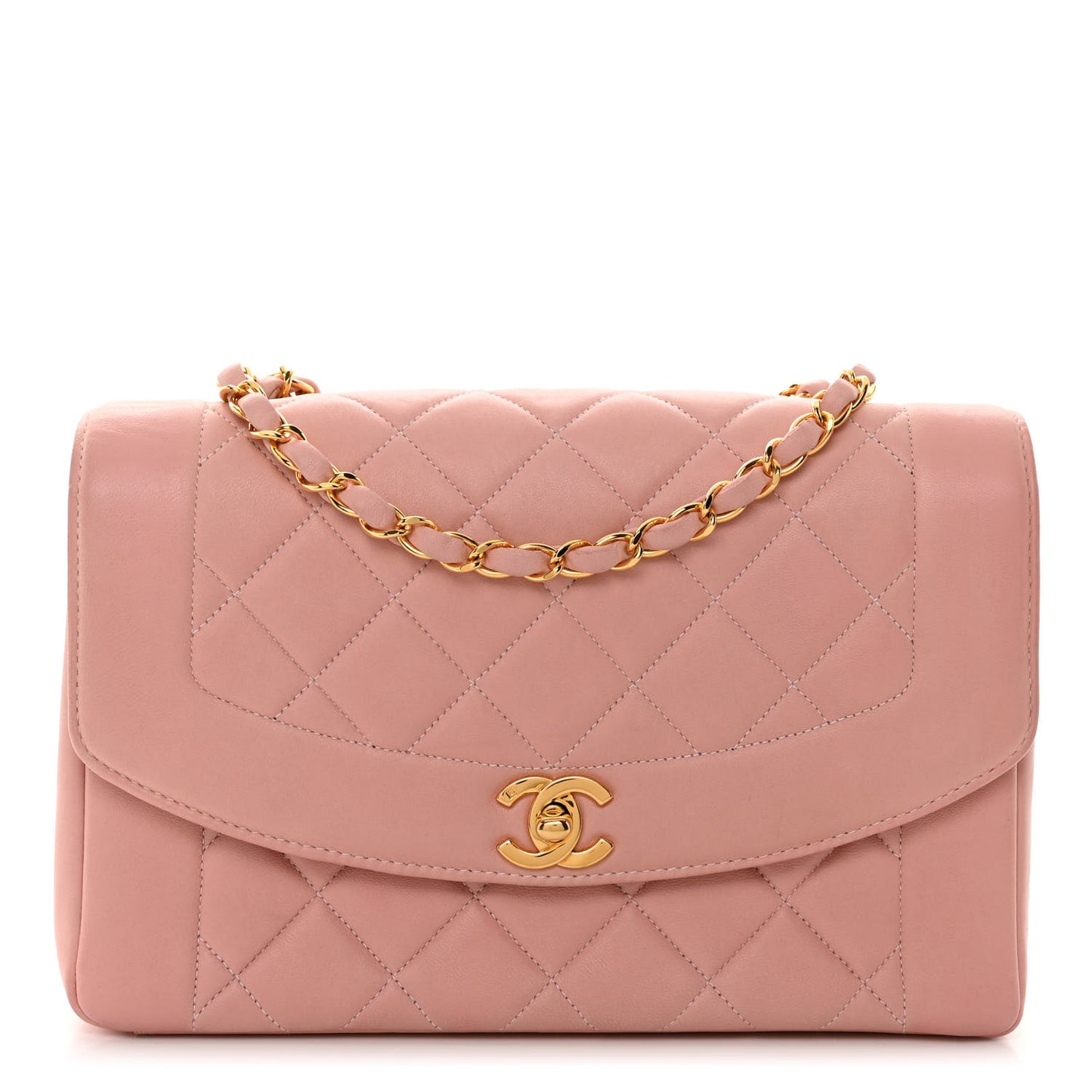 Lambskin Quilted Medium Single Flap Light Pink