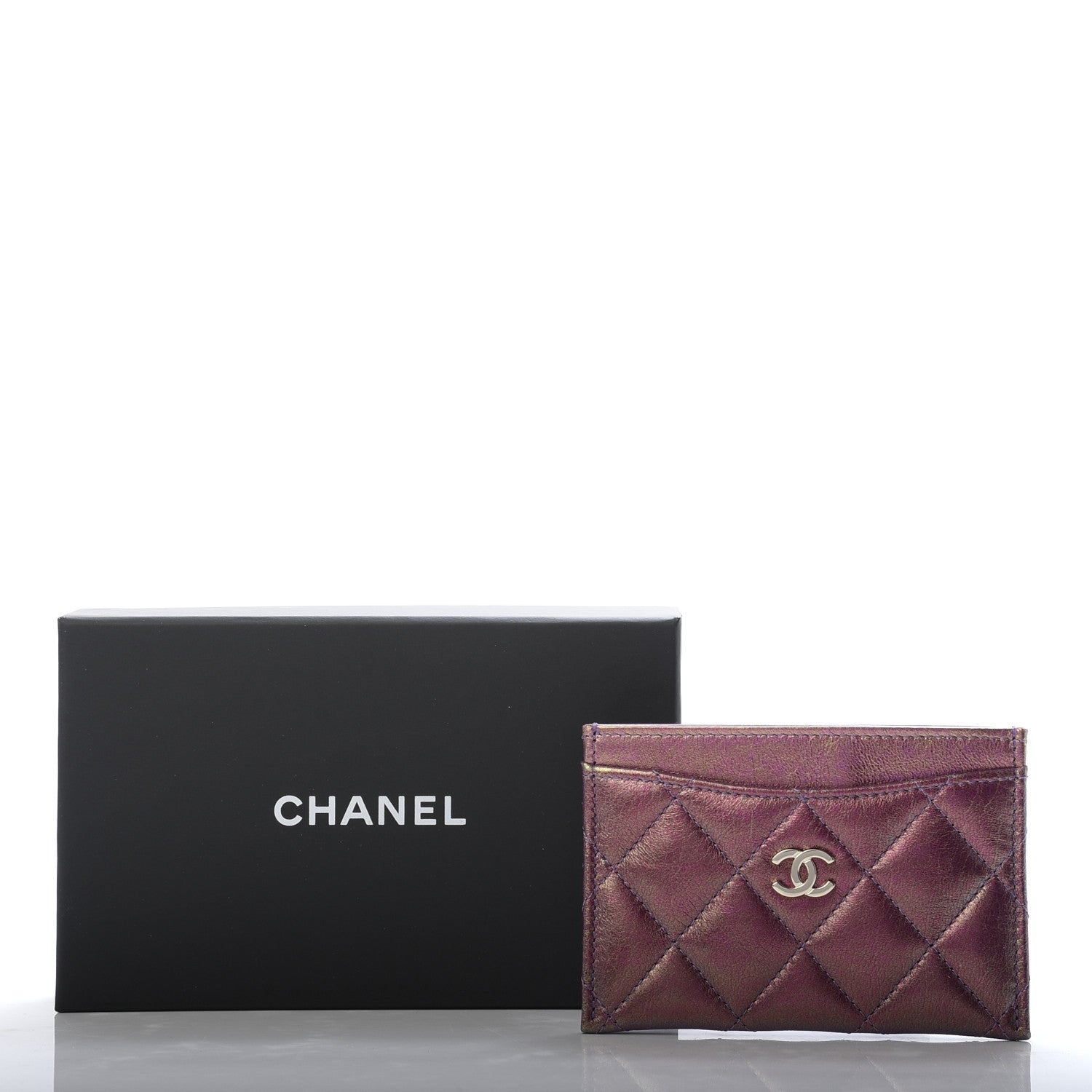 Chanel Iridescent Lambskin Quilted Card Holder Purple 7 of 7